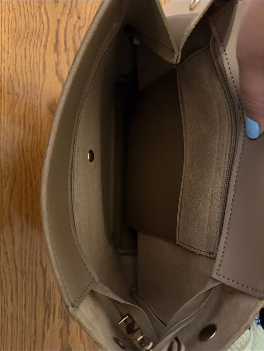 Taupe Women's Backpack with Gold Ring Accent by